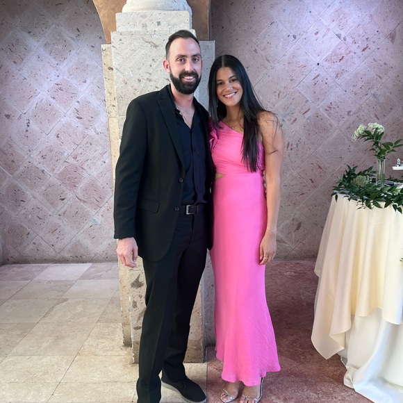 Hot pink One-Shoulder Ruffle Maxi Dress - Picture 3 of 3